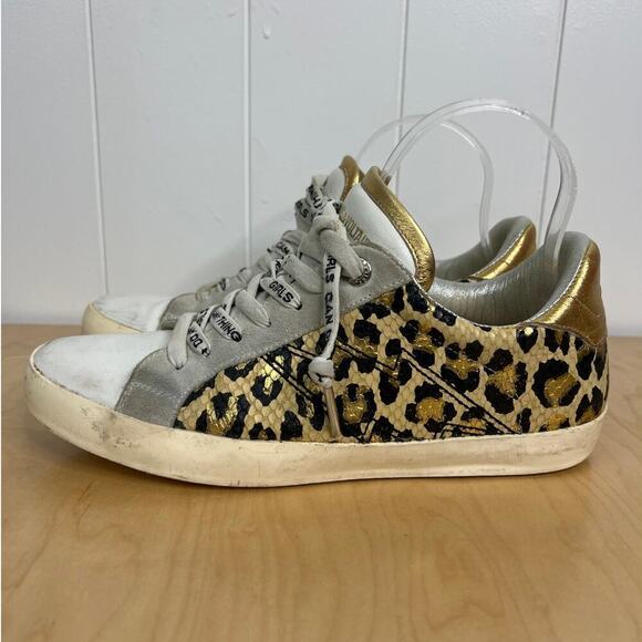 Zadig & Voltaire Leo Wild Sneaker Leopard Print with Silver/Gold Leather Size 40 - Picture 3 of 8